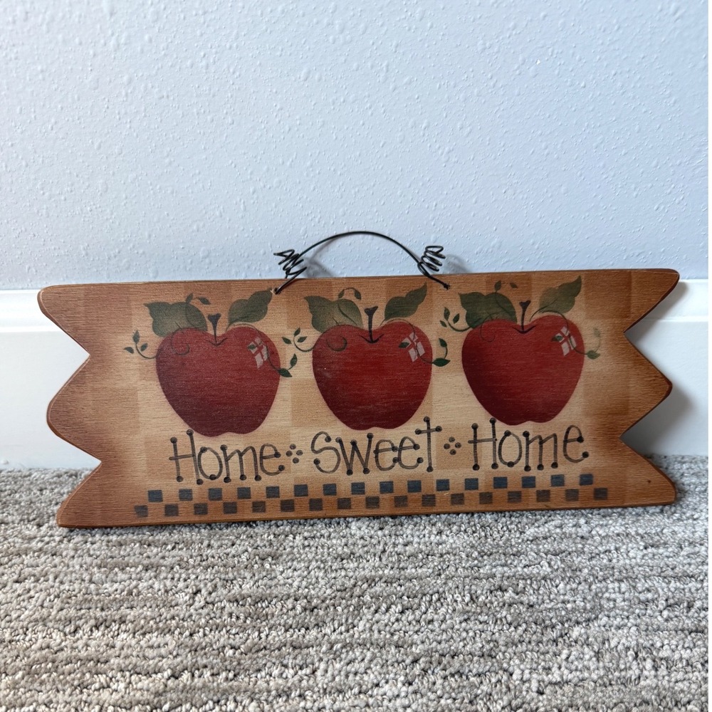 Country Folk Wurks Wooden Home Sweet Home Apple Sign Rustic Wall Decor USA